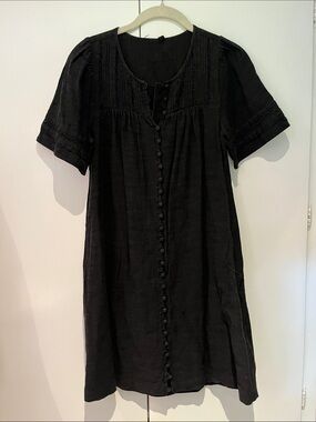 Madewell Black Button-Front Mini Dress